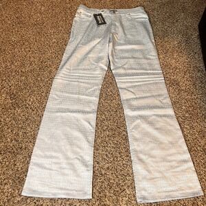 PLATINI Jeans Cougar Light Blue-Gray Printed Denim‎ Flare Pants Men's Size 30